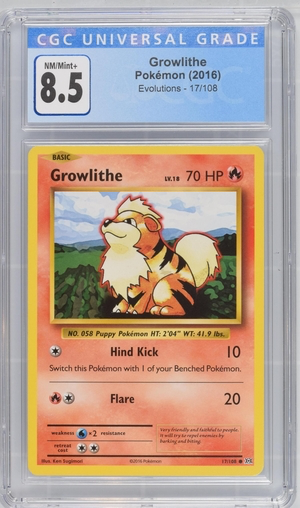 Pokemon - Growlithe - Evolutions 2016 - CGC 8.5 Vintage Trading Card Singles Pokemon