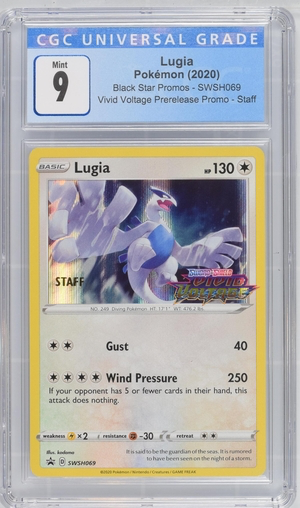 Pokemon - Lugia - Vivid Voltage 2020 Prerelease Staff Promo - CGC 9.0 Vintage Trading Card Singles Pokemon