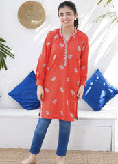 Modest Cotton Embroidered Kurti for Girls - MS23M Azmiya