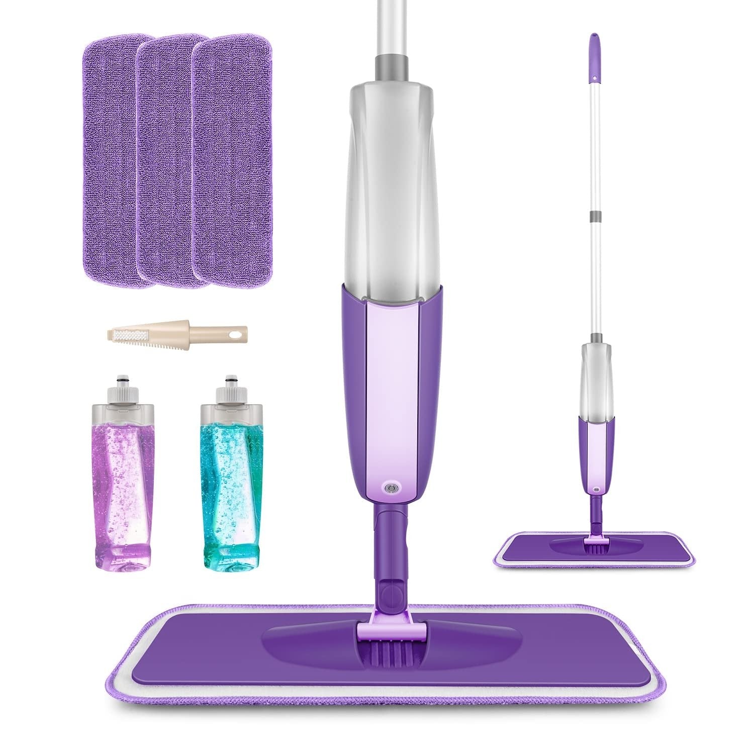 MEXERRIS Microfiber Spray Mop forCleaning Hardwood FloorWith 410ml Bottle + 410ml Bottle + 3 reusable Pads - IMICHOICE