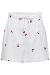 Only - Onlgrace Emb Shorts - 4789557 Bright White Persian Red/Deep Depths Cherries