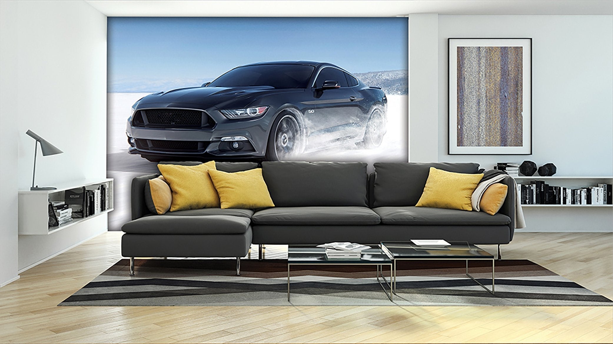 Papier peint panoramique voiture circuit glace - papier peint sur mesure francais - muralconcept