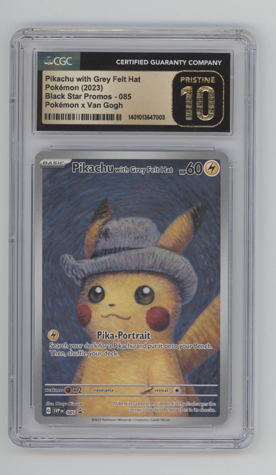 Pikachu w Grey Felt Hat Pokemon Black Star Promo x Van Gogh 085 CGC 10 Pristine - Collector Store LLC