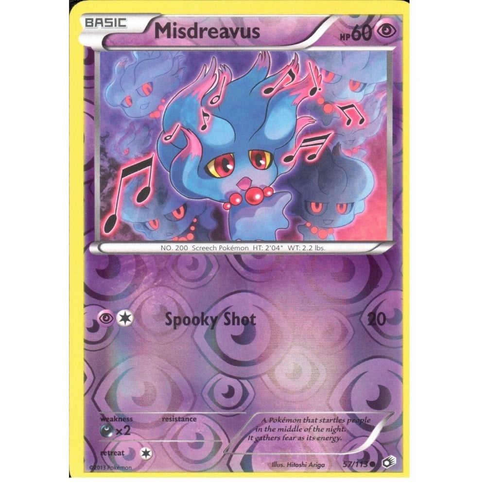POKEMON Black & White Legendary Treasures - MISDREAVUS 57/113 REV HOLO