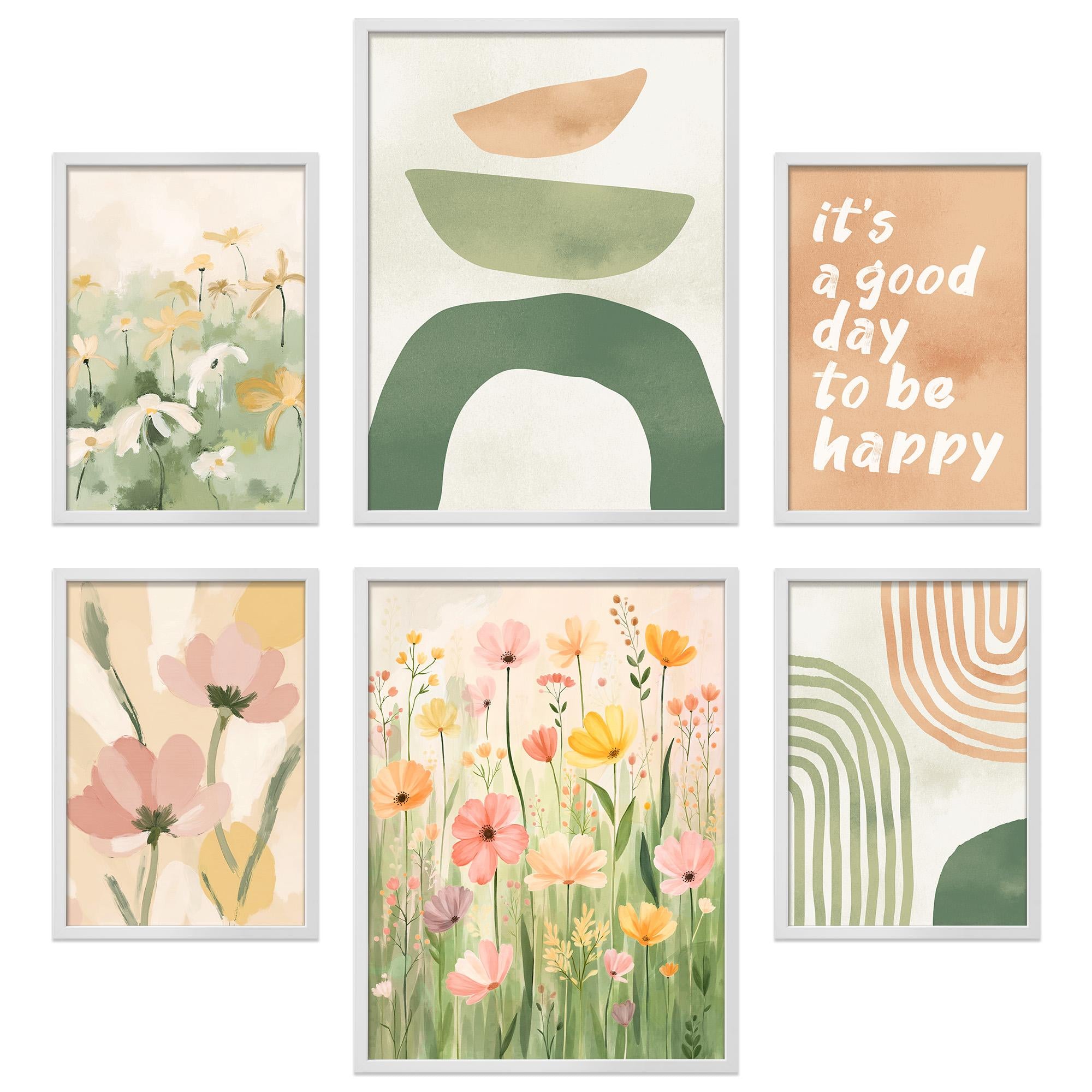 Poster Set Abstract Spring Bilderwand Wandbilder Fruehling ARTFAVES