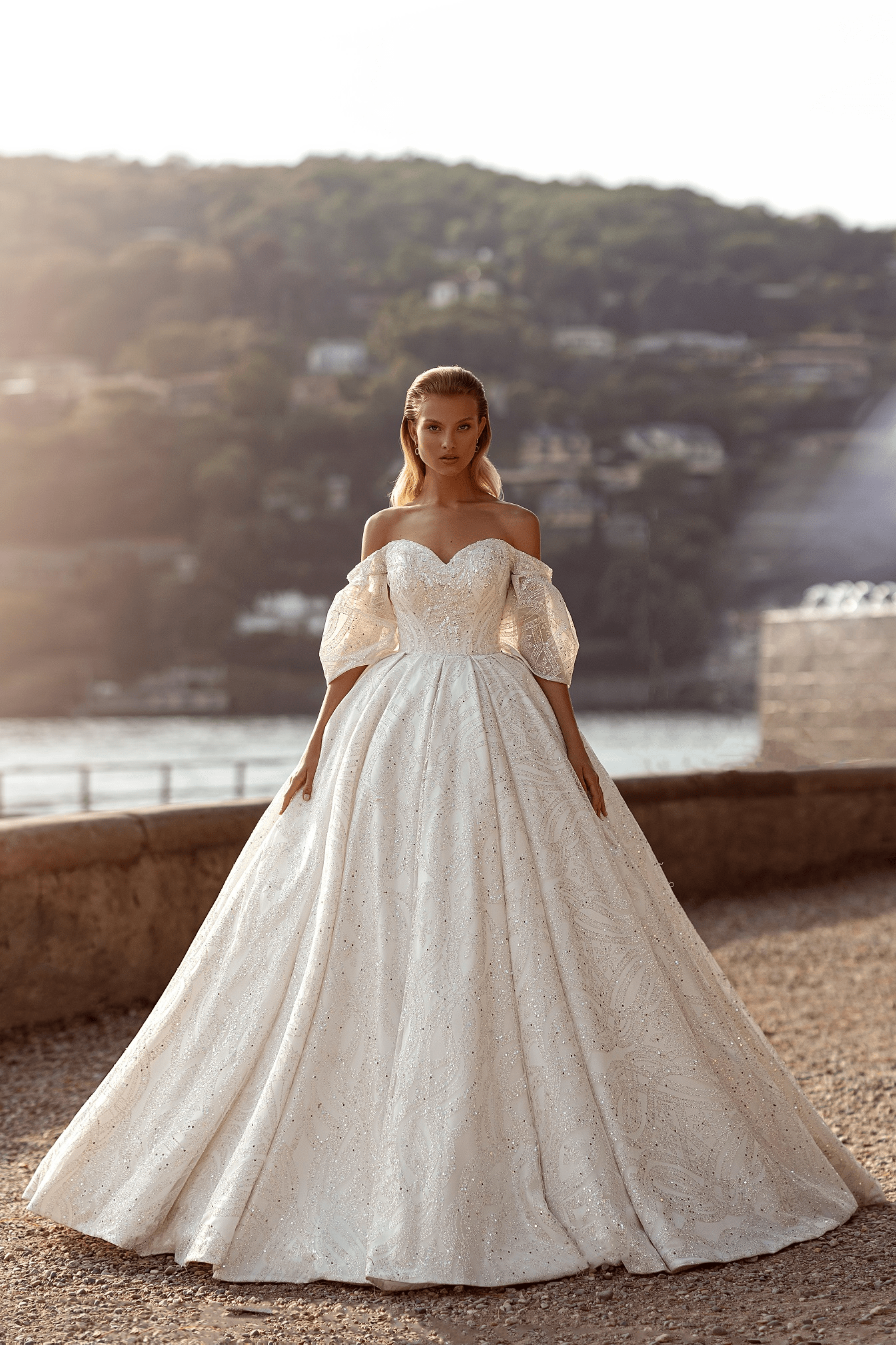 Princess Sparkle Fairytale Wedding Dress - Off Shoulder Wedding Dress with Sleeves - Aline Ball Gown Wedding Dress Plus Size - WonderlandByLilian