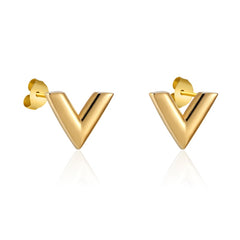 New Arrivals Exquisite Stereoscopic V Pattern Stud Earrings For Women Man Top Quality Titanium Steel Earrings Piercing Jewelry daiiibabyyy