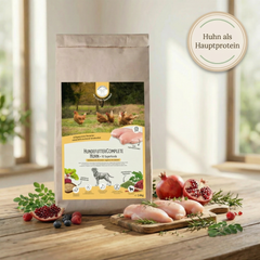 Kaltgepresstes Hundefutter mit 10 Superfoods (Huhn) | nährstoffreich & gut verträglich | ohne künstliche Zusatzstoffe | Alleinfuttermittel