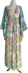 70’s Epic Dreamy Photoprint Garden Angel Sleeve Dress