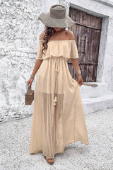 Robe Longue Col Bateau Champetre