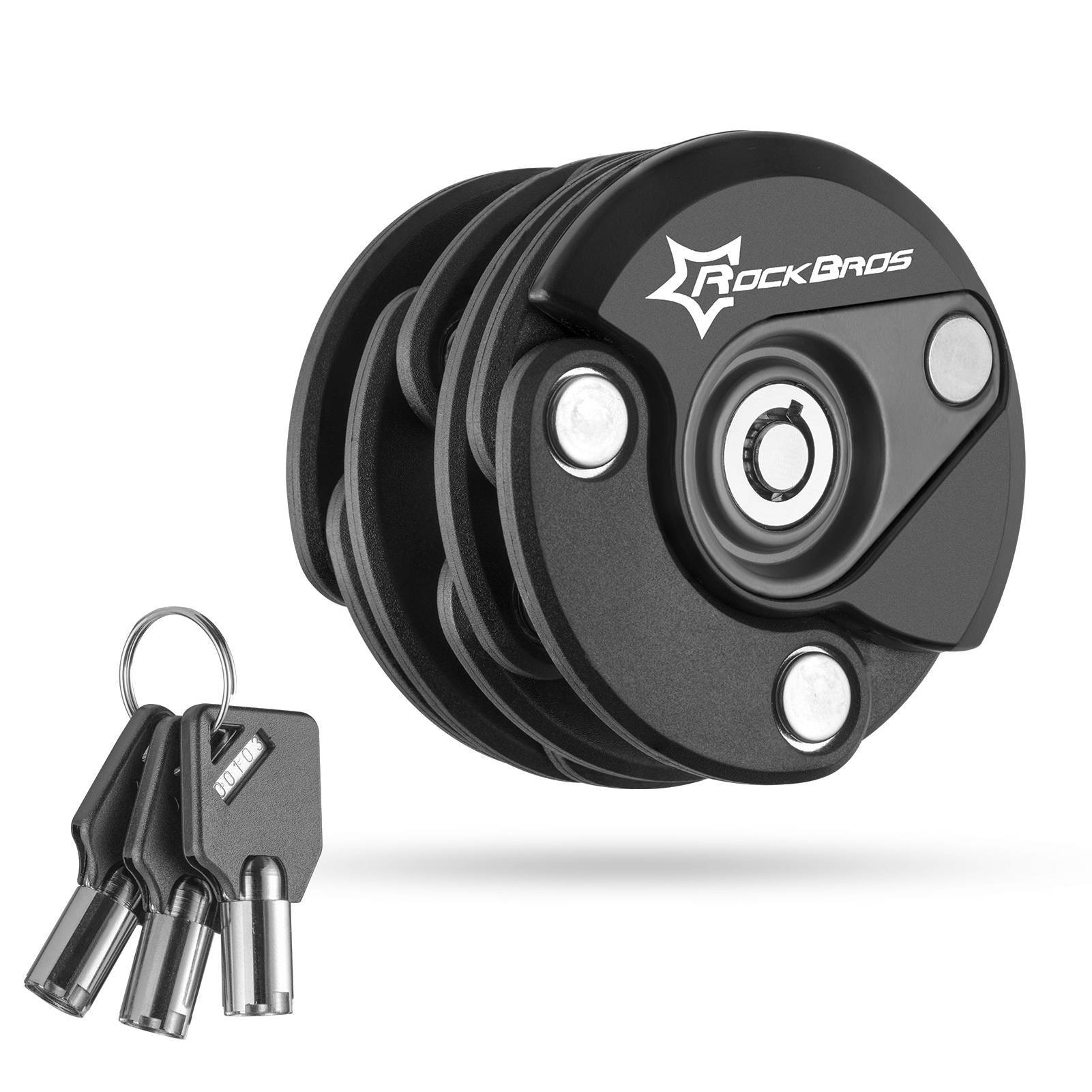 ROCKBROS Fahrradschloss Faltschloss mit Halterung 70 cm Lang Schwarz - ROCKBROS-EU