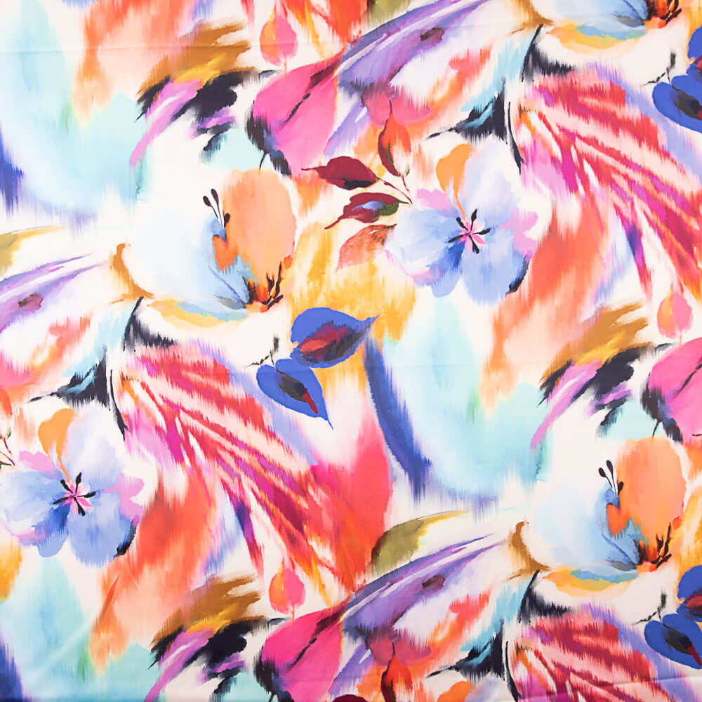 Satén Spandex Maxi Flor Dibujo Coral