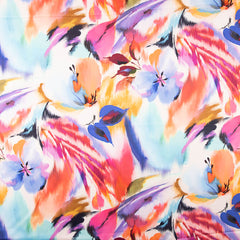 Satén Spandex Maxi Flor Dibujo Coral