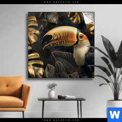 Spannbild Monstera Und Tukan Gold Quadrat Produktvorschau