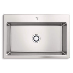 KOHLER Cursiva Stainless Steel 33 in. Single Bowl Drop-in or Undermount Kitchen Sink