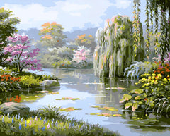 Teich im Sommer Malen nach Zahlen