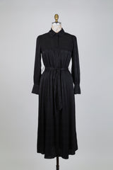 Robe fluide noire à motif damassé (4-6-8-12)