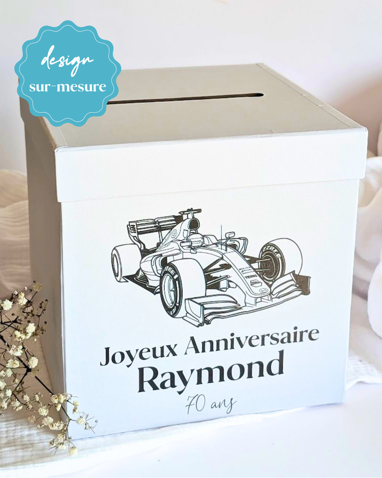 Urne anniversaire 70 ans carton | Urne anniversaire personnalisée