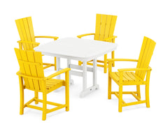 Quattro 5-Piece Dining Set with Trestle Legs in Lemon / White