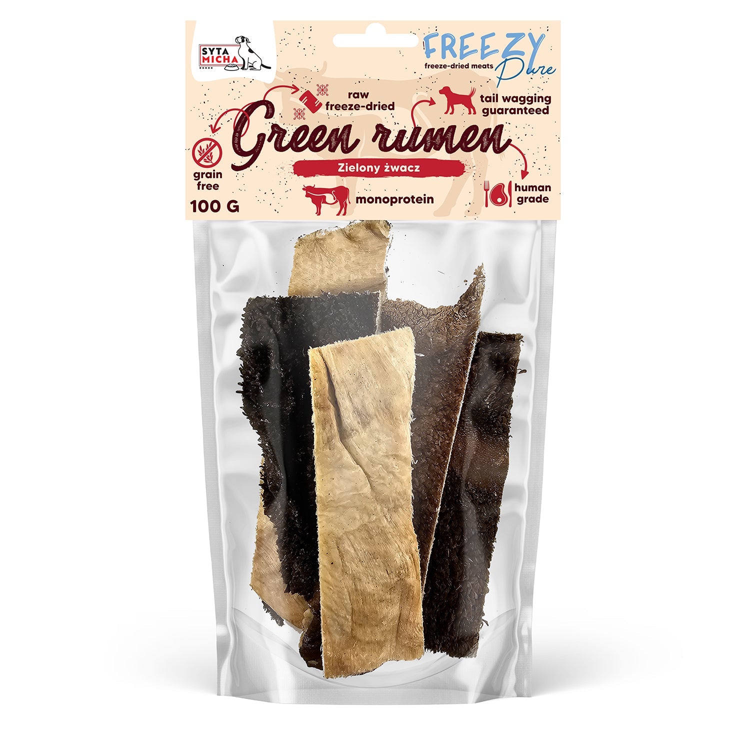 100% liofilizowany zielony żwacz wołowy dla psa 80g FREEZY Pure