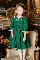 Margaret Long Sleeve Smocked Christmas Dress | Green