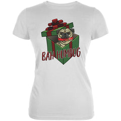 Christmas Bah Humpug Grumpy Scrooge Pug Gift Juniors Soft T Shirt