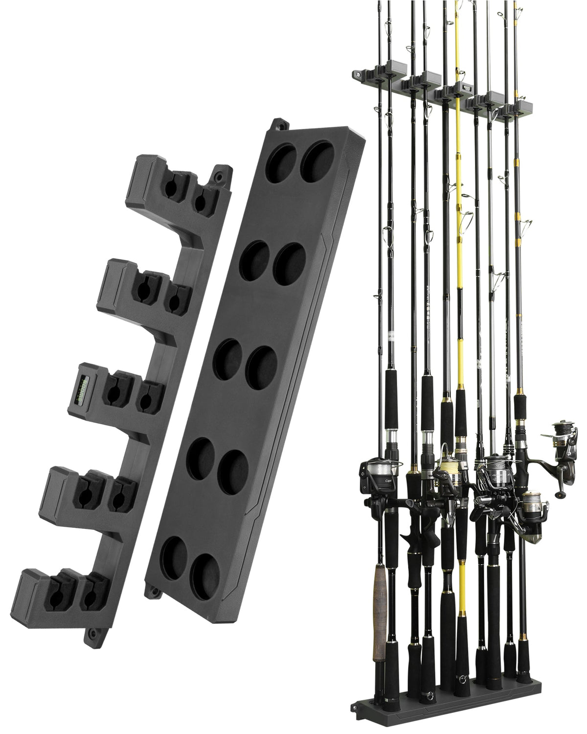 Booms Fishing WV4 Fishing Pole Holder, Wall Mounted Fishing Rod Holders for Garage, Vertical/Horizontal/Ceiling Fishing Pole Rack,Store Up to 10 Rods to Save Your Space, 4 Colors Available