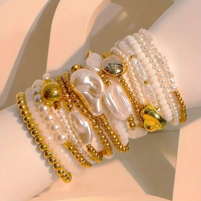15pc Pearl Statement Bracelet Set