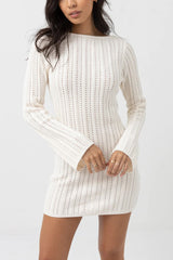 RHYTHM CHARLIZE LONG SLEEVE KNIT MINI DRESS - IVORY
