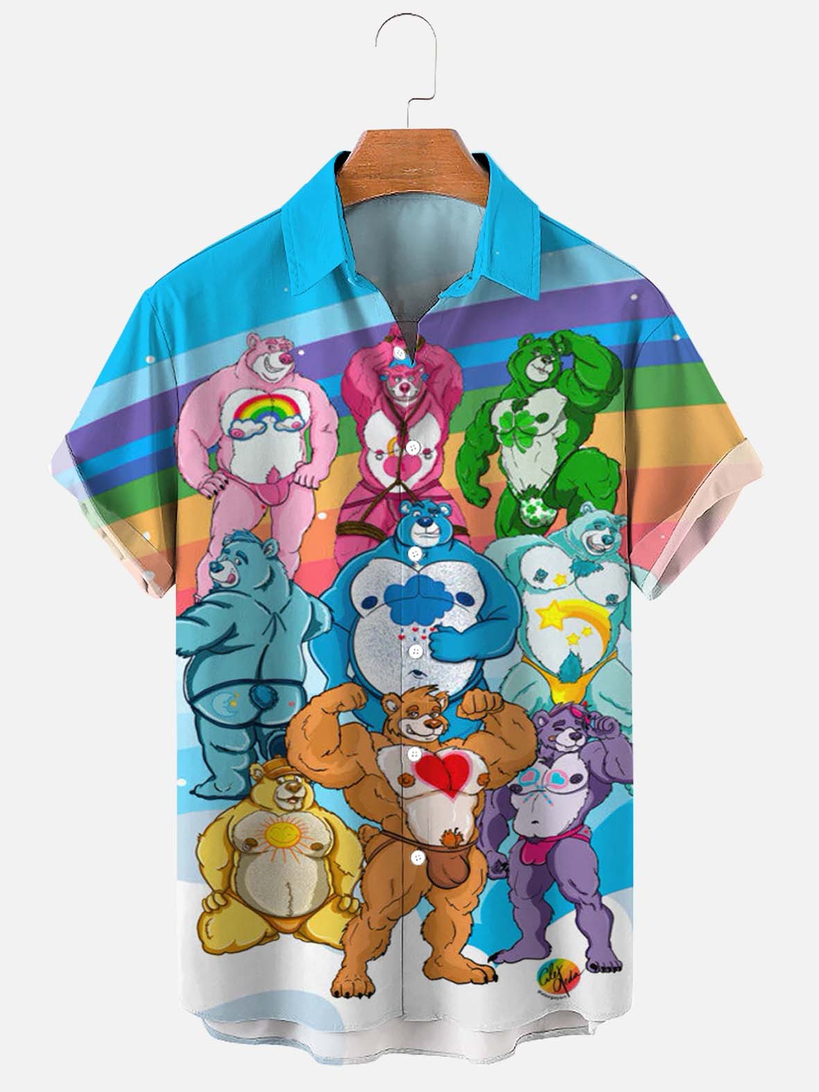 Men's Bears Print Casual Breathable Short Sleeve Hawaiian Shirt