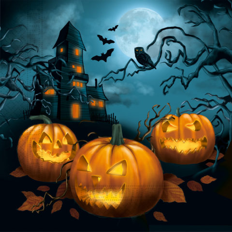 Servietter -Halloween sensations- pk/20 Flotte, skumle servietter til Halloween. Disse er pyntet med gresskar med skumle, lysende øyne, med spøkelseshus og nattehimmel i bakgrunnen.  Serviettene er 2-lags i standard størrelse, ca 17x17cm sammenbrettet og 33x33cm helt brettet ut.  Pakken inneholder 20 stk.