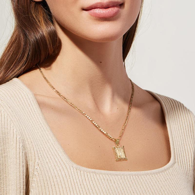 18K Gold Plated Square Letter Necklace