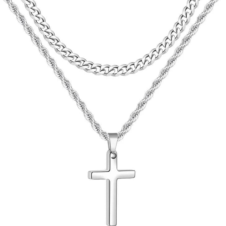 2pc Jesus Cross Necklace Set