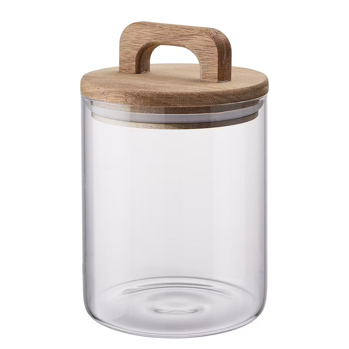 STORAGE Vorratsglas - Borosilikatglas / Akazienholz /  Silikon - Transparent / Braun - Fassungsvermögen: 0.8 L