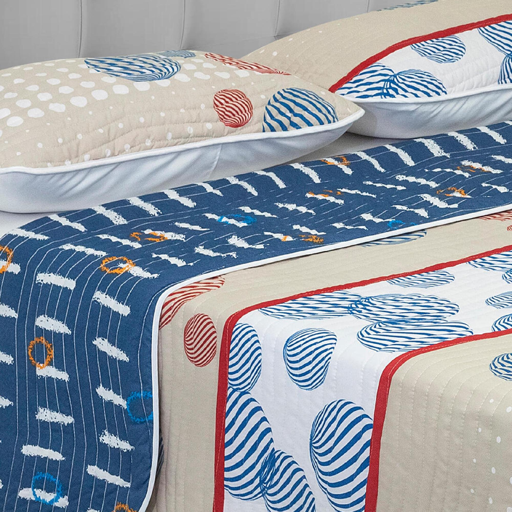 Cubrelecho Español Ambete Cafe Claro de Círculos Para Cama Doble 140 X 190 Cm - Tendidos y Cubrelechos | Bylmo