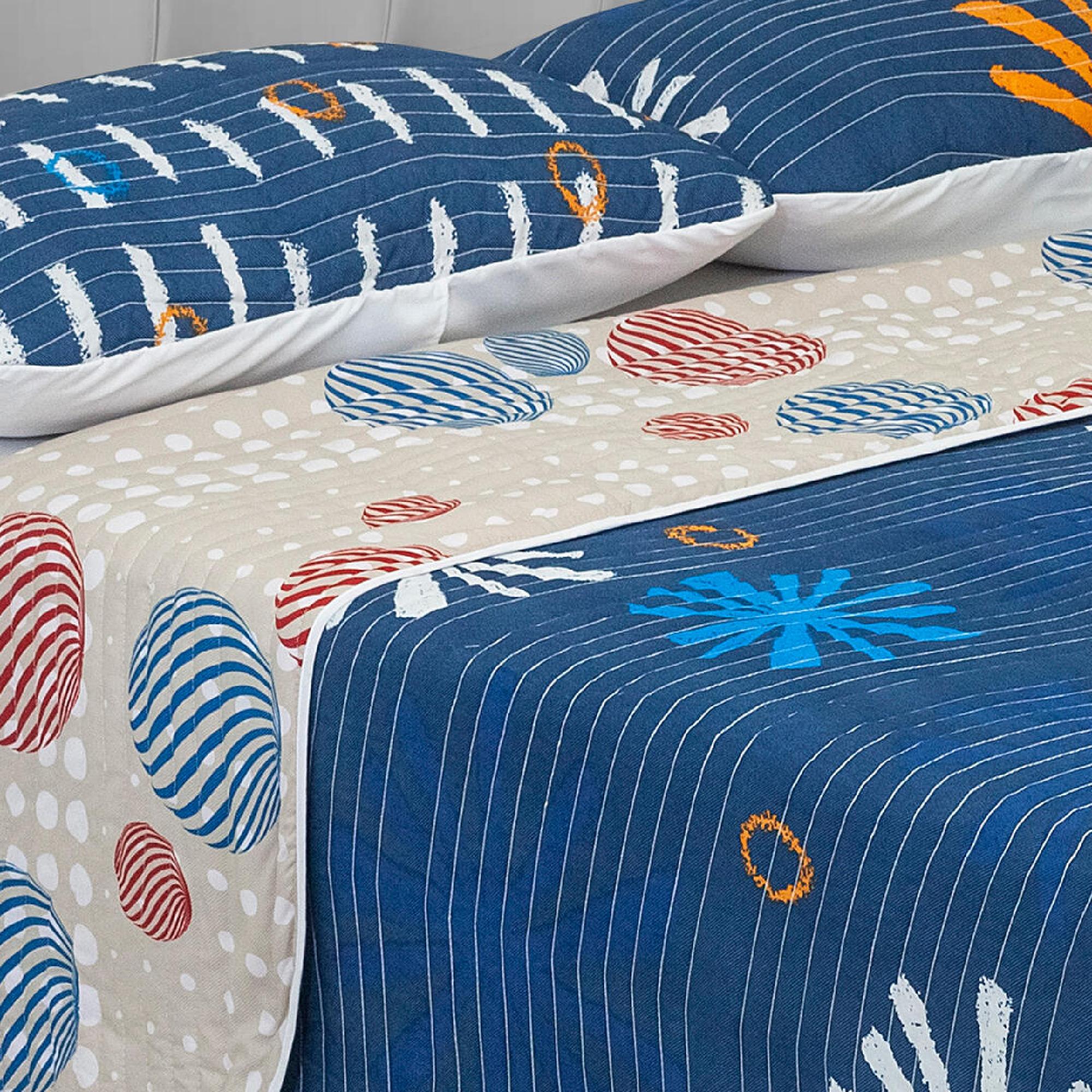 Cubrelecho Español Ambete Cafe Claro de Círculos Para Cama Doble 140 X 190 Cm - Tendidos y Cubrelechos | Bylmo