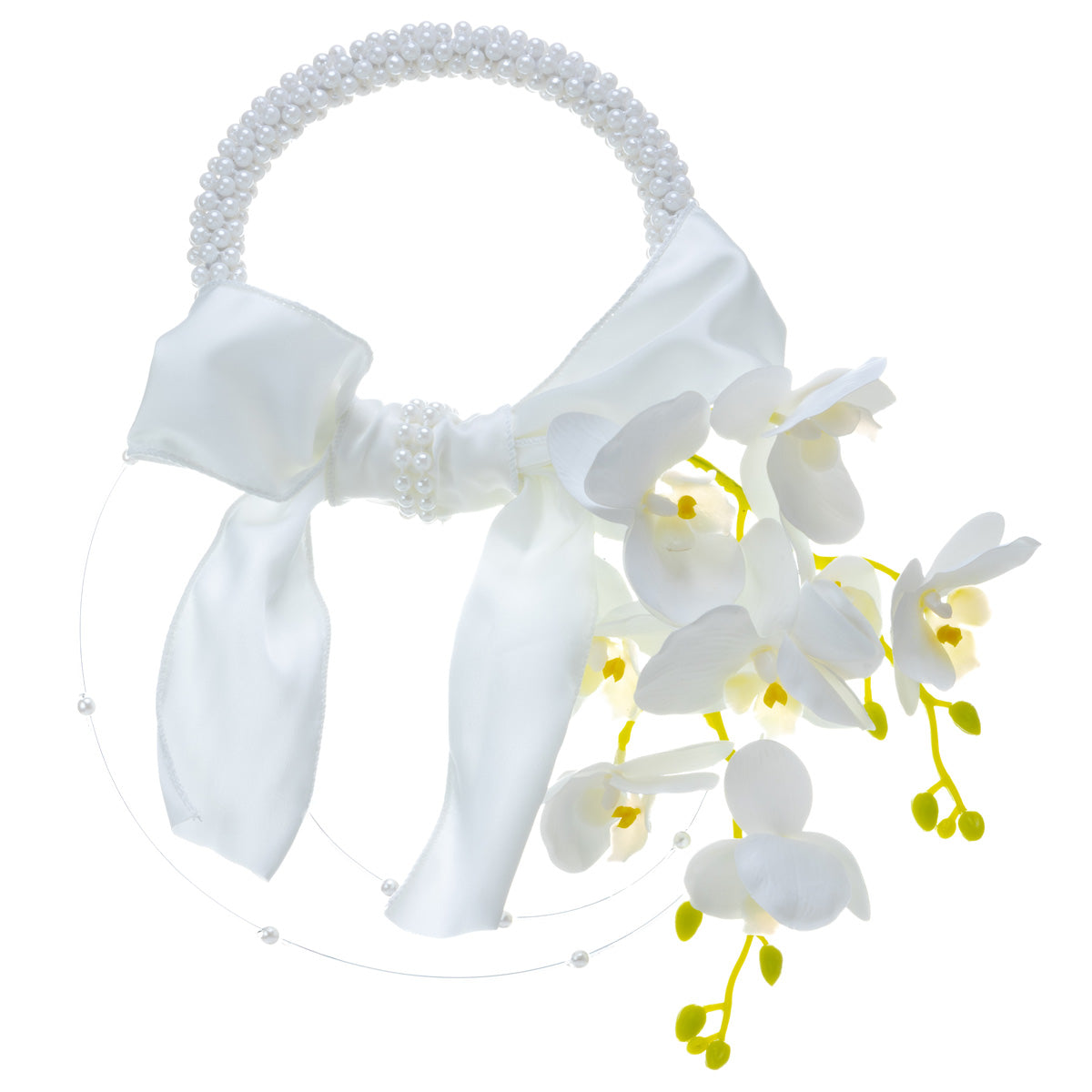Ein brauner Brautstrauß mit Orchideen – weiße Kunstblumen