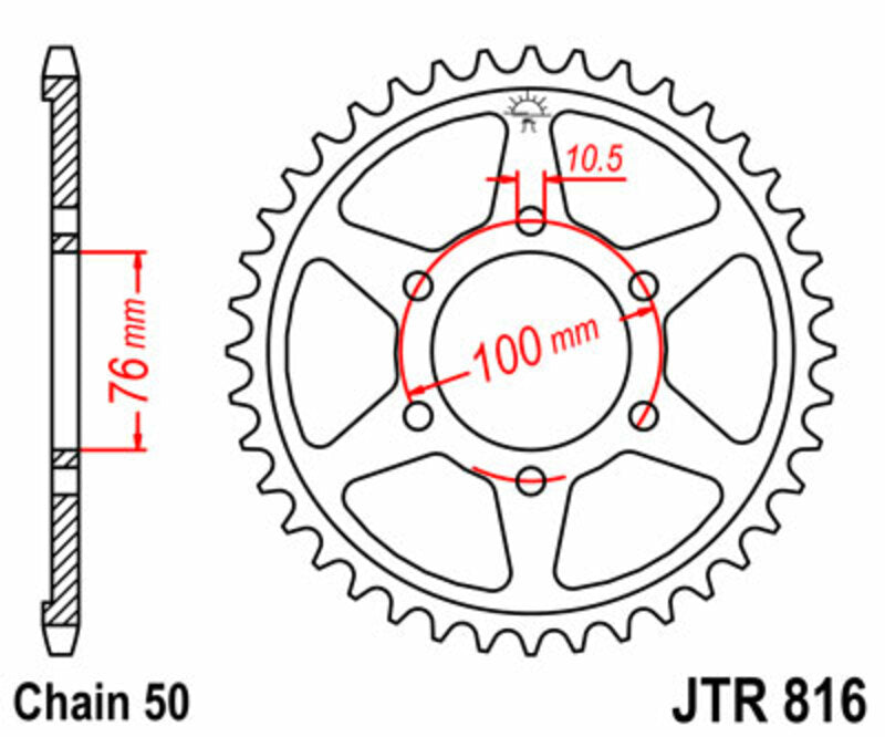 JT -Sprock -Stahlstandard -Heck -Kettenrad 816 - 530 JTR816.50