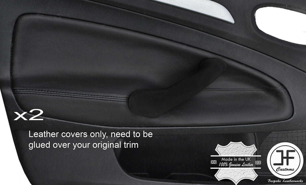 BLACK STITCH 2X FRONT DOOR CARD TRIM LEATHER COVERS FITS FORD MONDEO MK4 07-13