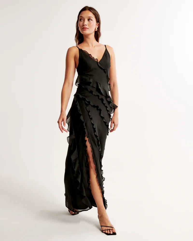 Abercrombie and Fitch + Draped Ruffle Maxi Dress