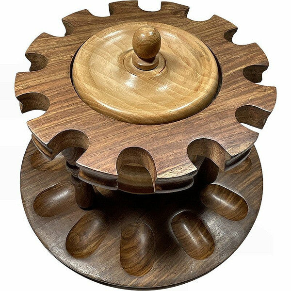 12 Pipe Wood Pipe Rack with Tobacco Jar