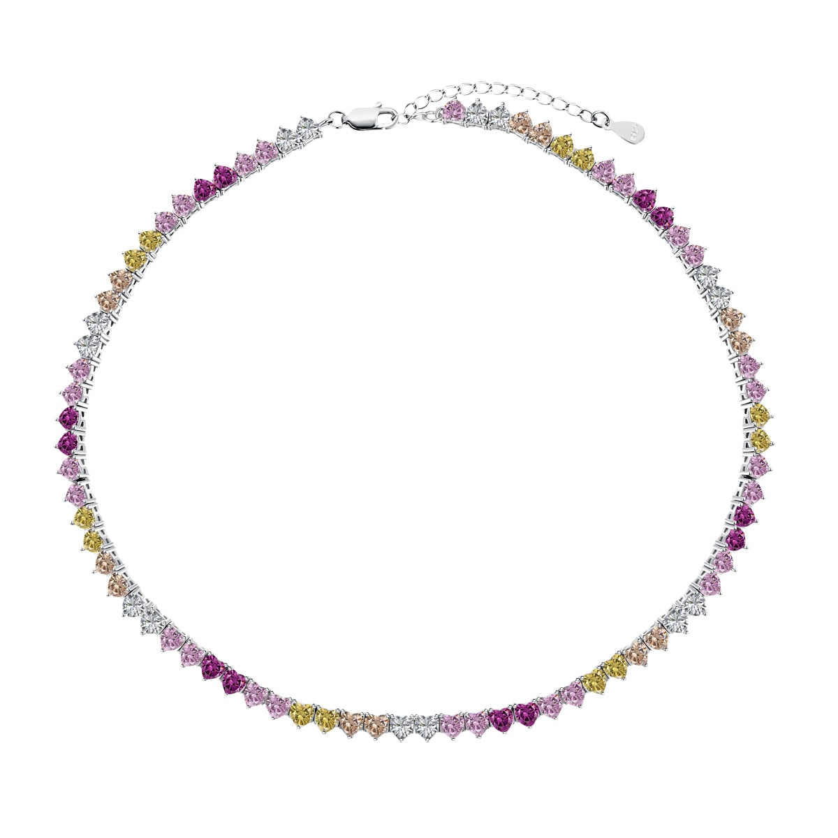 [Regalia jewelry]Sparkling Colorful Full Heart Tennis Necklace
