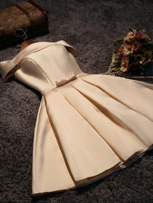 champagne short prom dress