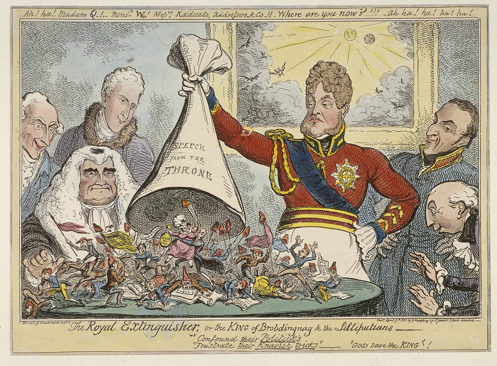 The Royal Extinguisher, or the King of Brobdingnag & the Lilliputians