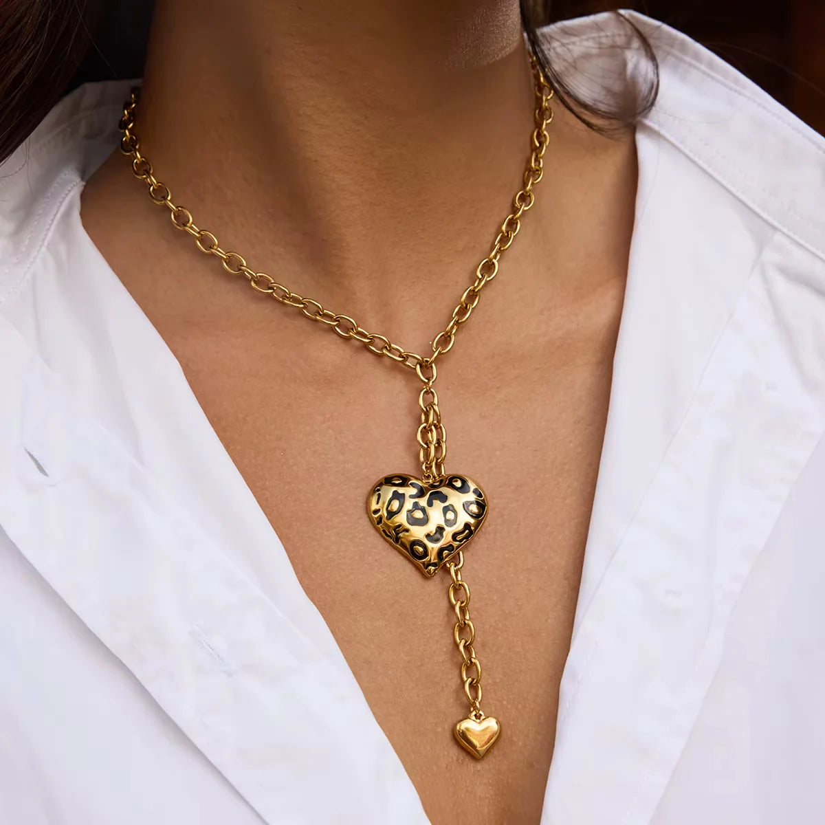 Leopard Print Tassel Necklace