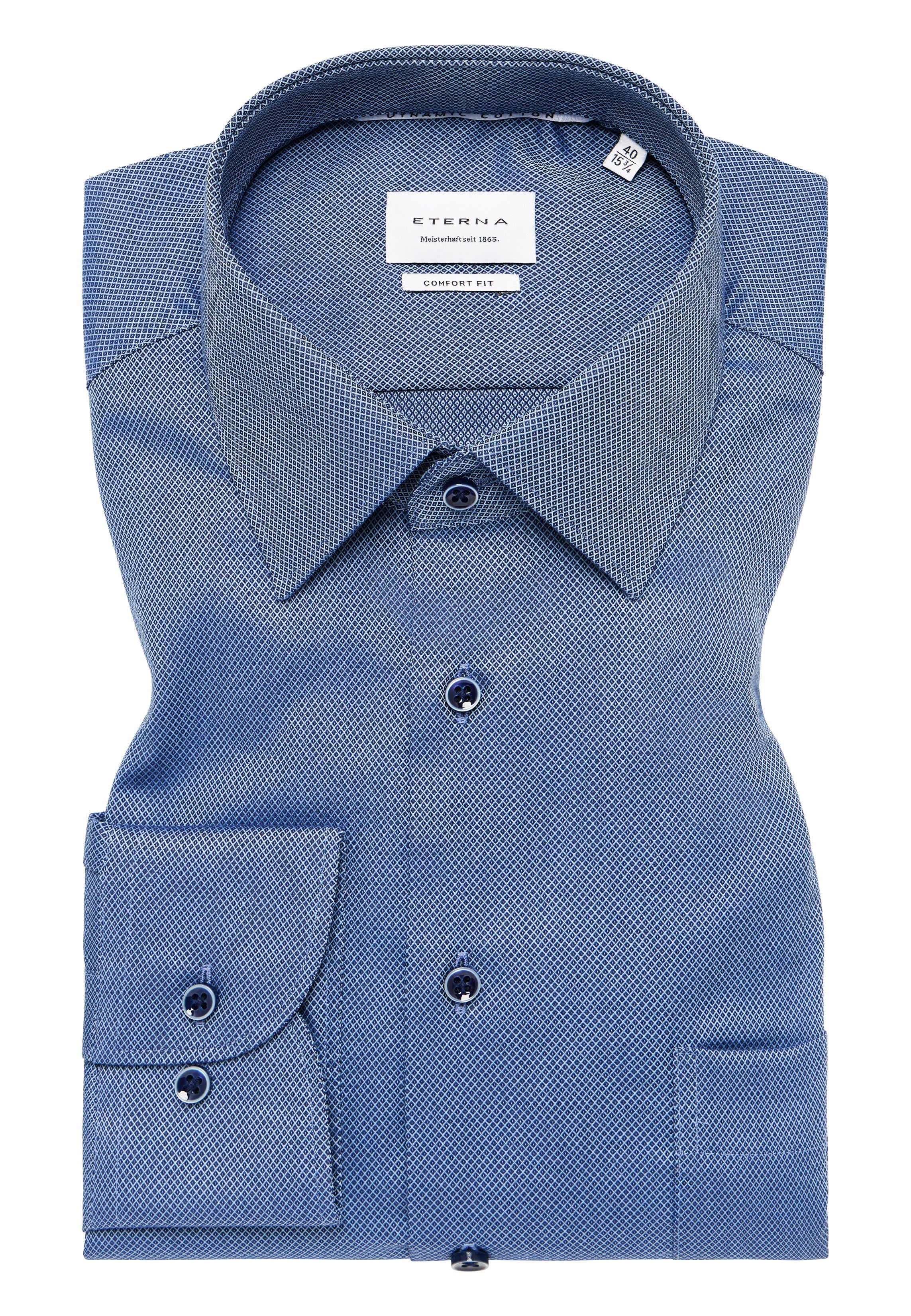 Dynamic Cotton Herren Langarmhemd Kent-Kragen bügelfrei