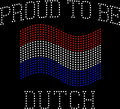Proud to be Dutch rhinestone shirt with Netherlands flag design on a soft unisex tee, sparkly Dutch pride shirt for women, heritage bling apparel with high shine rhinestones