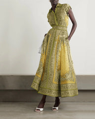 Floral V Collar Top ＆ High Waist Maxi Skirt Set 2 piece