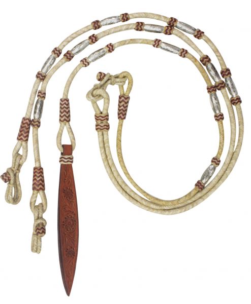 Showman ® Braided Natural Rawhide Romal Reins with Leather Popper. - Country Scene Saddlery and Pet Supplies