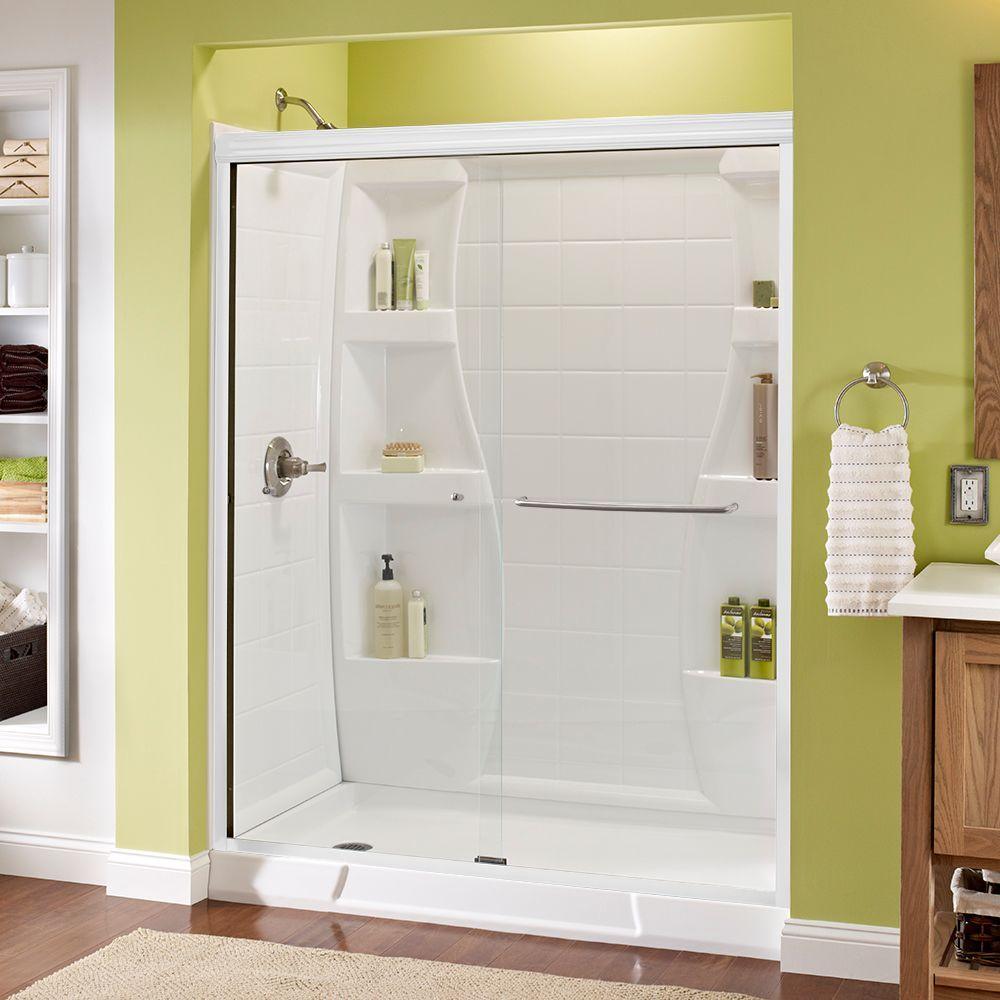 Simplicity 60 in. x 70 in. Semi-Frameless Traditional Sliding Shower Door in Bronze with Rain Glass - Super Arbor